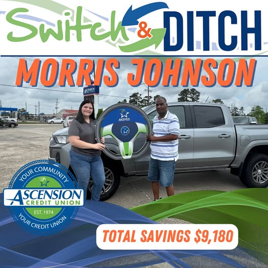 Morris Johnson with a vehicle purchased through Ascension Credit Union