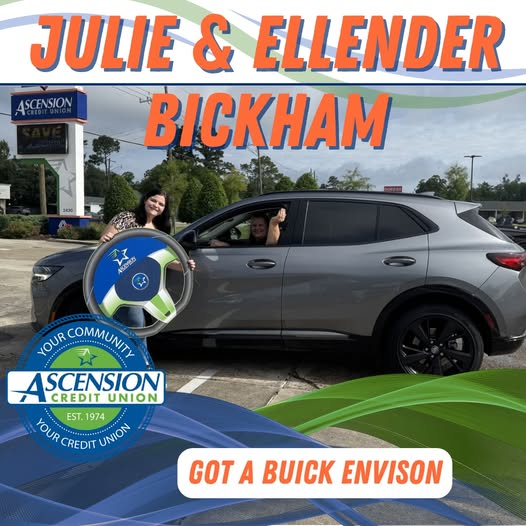 Julie and Ellender Bickham with a Buick Envision