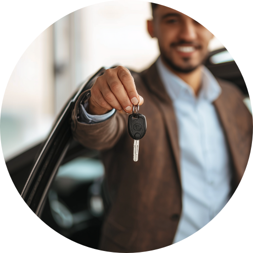 Car buyer holding vehicle keys